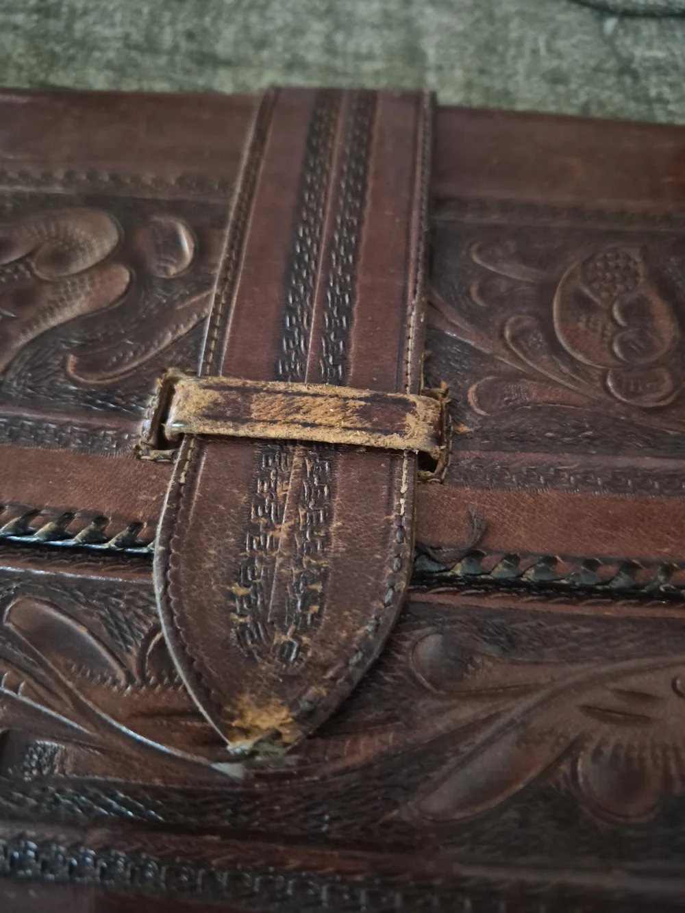 Handcrafted Tooled Leather Crossbody Bag in Brown